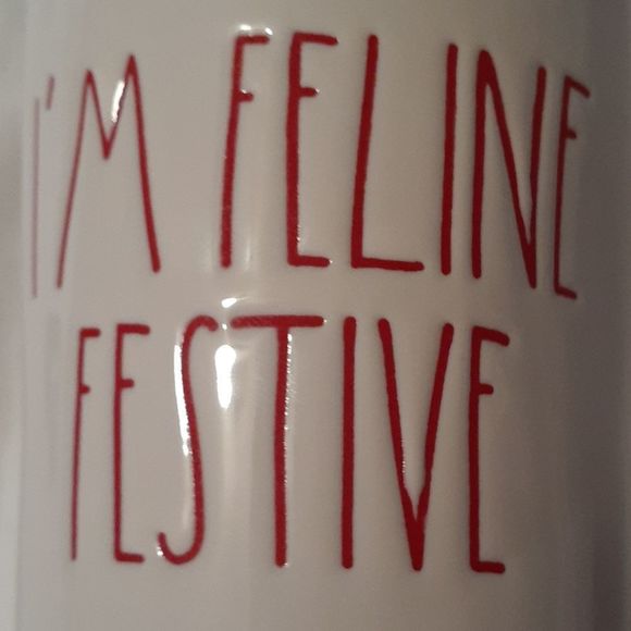 Rae Dunn Ceramic Travel Mug Tumbler Feline Festive - Picture 2 of 4